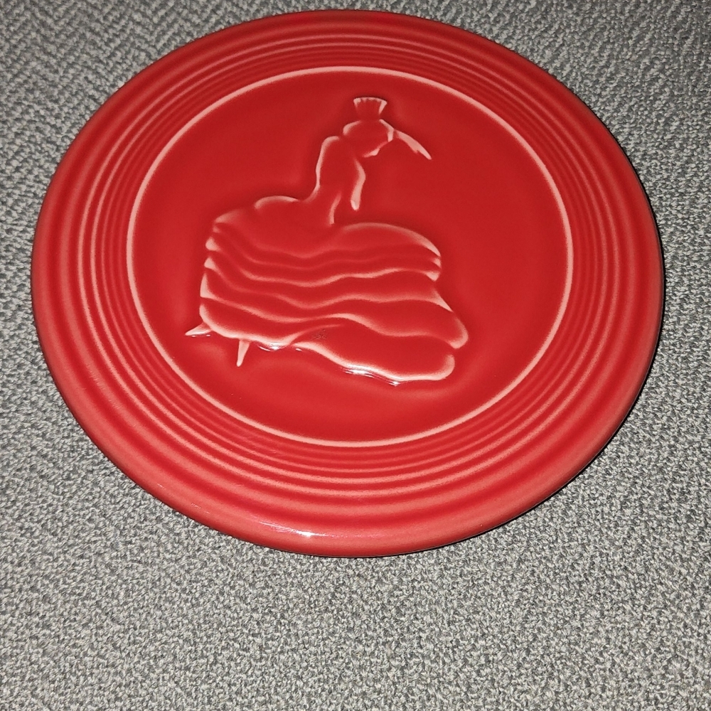 Fiesta Homer Laughlin Scarlet Dancer Trivet Fiestaware 6" - Picture 3 of 3